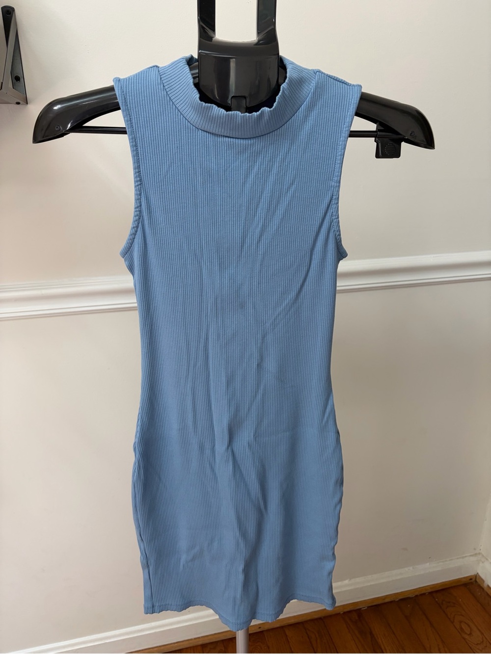 Blue Rain Sleeveless Ribbed Mock-Neck Mini Dress